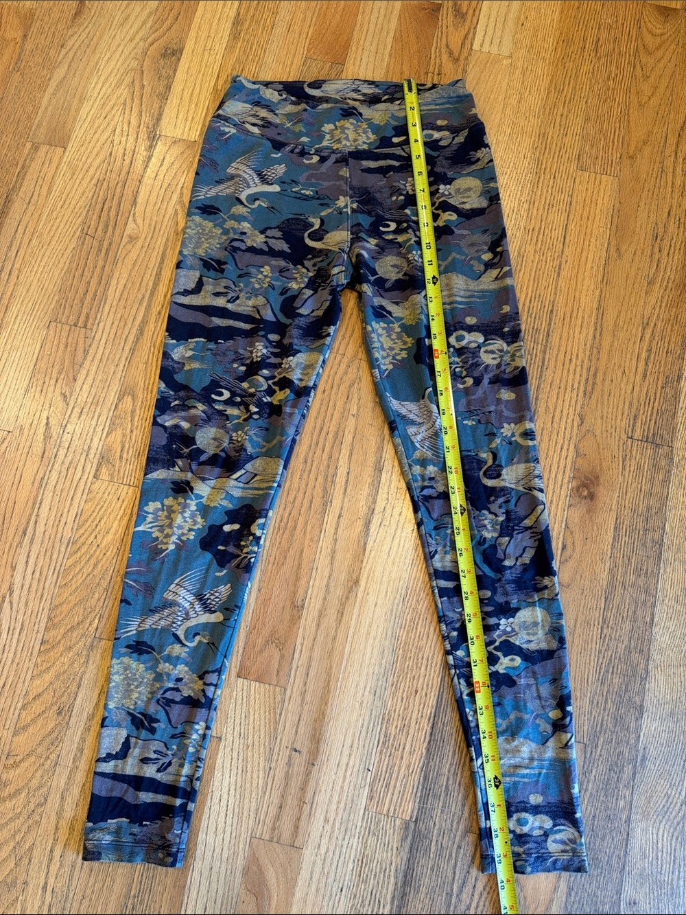 Peruvian Connection Blue and Gold Floral-Pattern Leggings - Picture 5 of 11